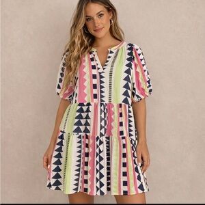 VELVET By Graham & Spencer Sz L Aztec Geometric Print  Multicolor Boho  Festival